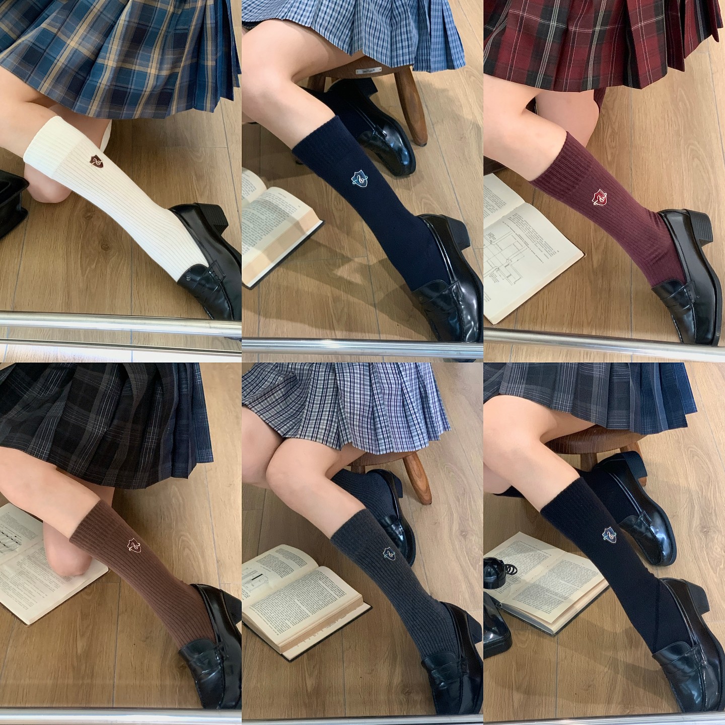 冰淇淋与鲸 学院风简约百搭小腿袜纯棉刺绣中筒袜多色日系堆堆袜