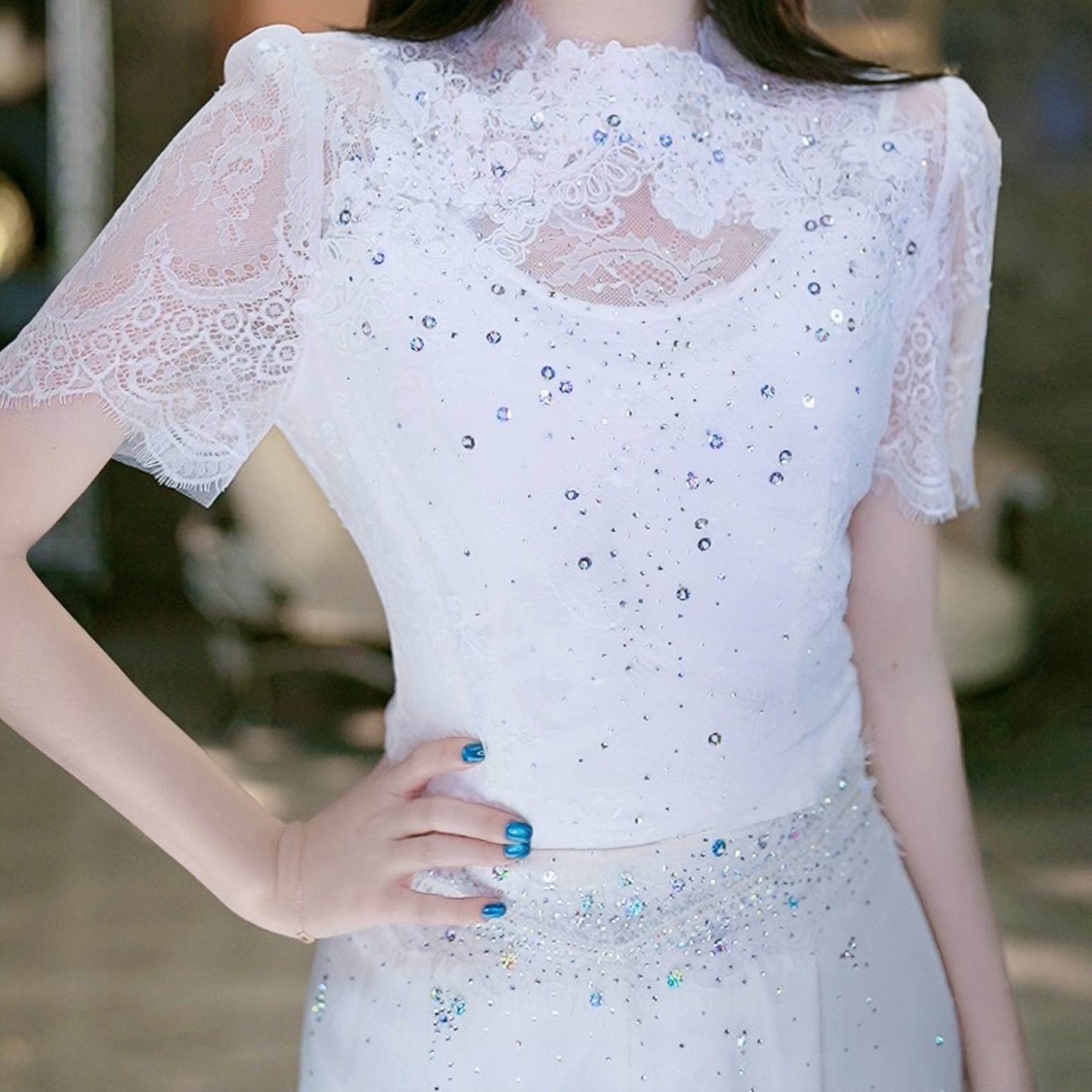 SEJI/瑟纪3-30【璀璨人生】欧若风重工时尚气质设计师夏季蕾丝上衣