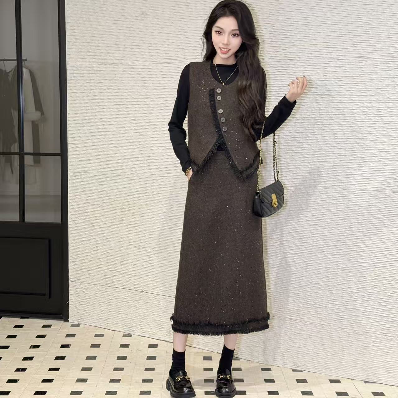 【秋季新款三件套】休闲风简约通勤极简风时尚套装2025年女新款