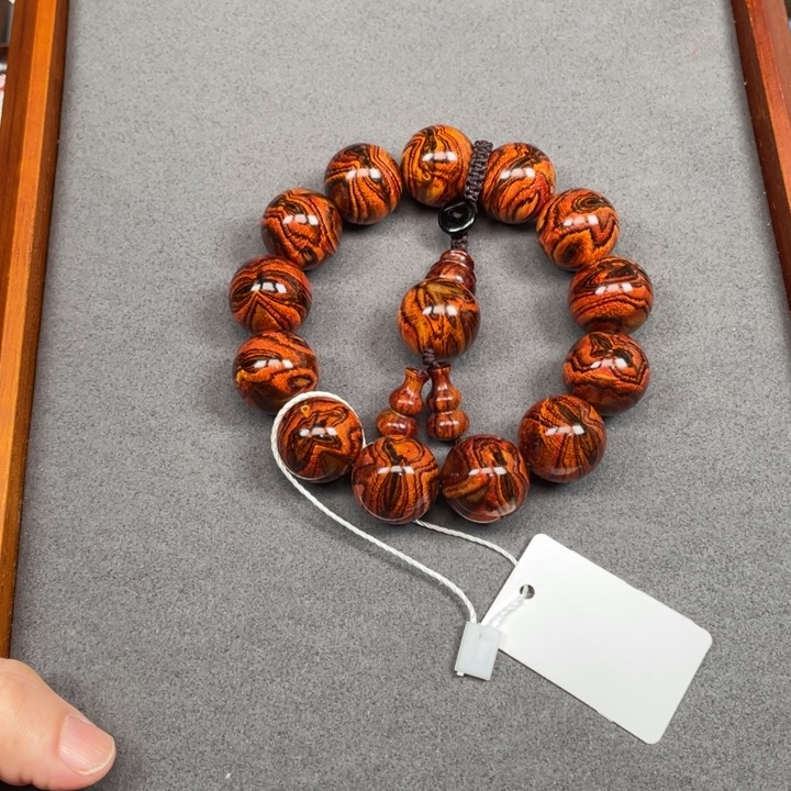 青***雪黄花梨/降香黄檀手串/手链海南黄花梨双面花蝴蝶18