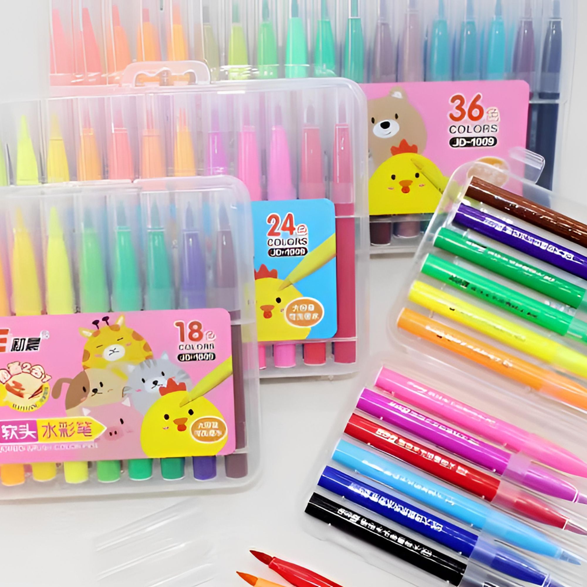 12色软头水彩笔绘画2合1大容量水彩笔可水洗涂鸦笔