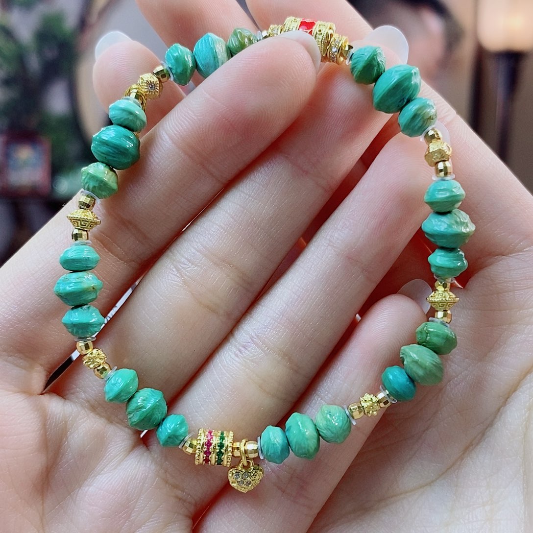 银S925镀金镶嵌绿松石珠宝奇石