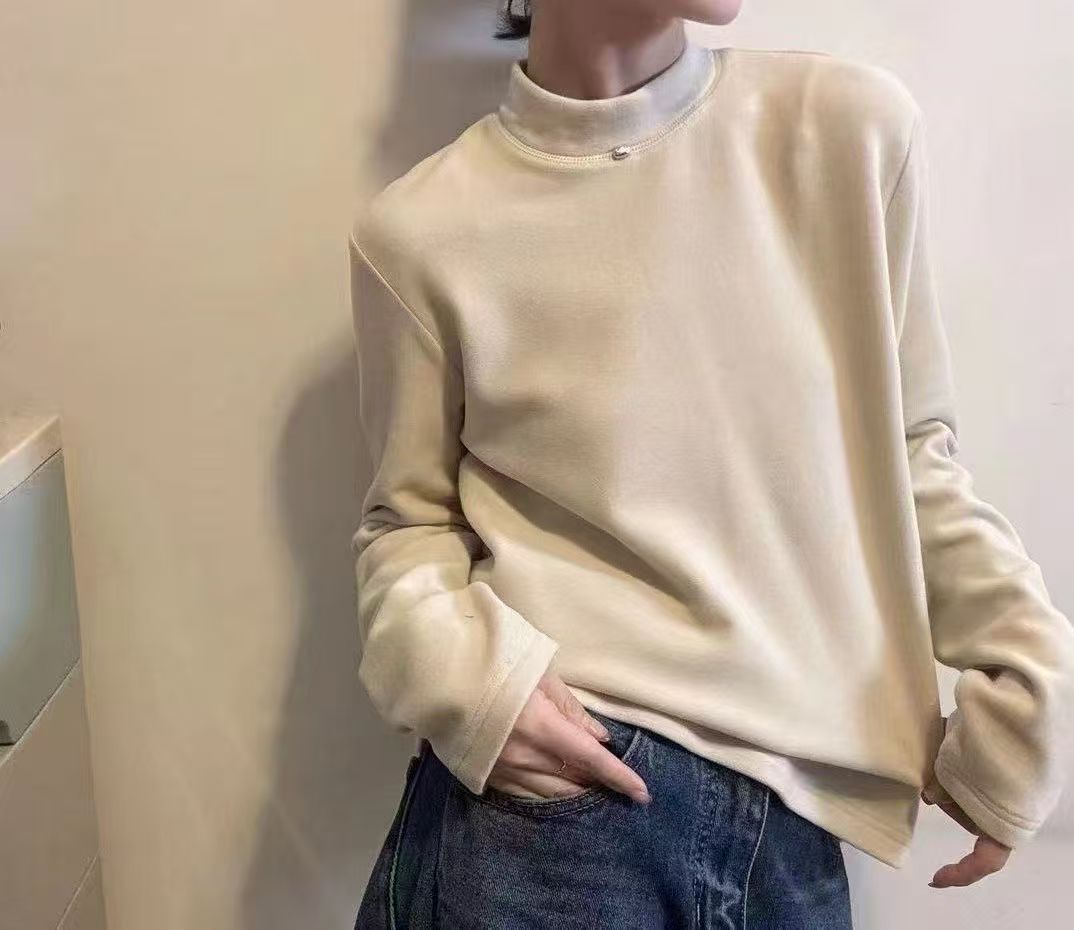 香香7355  M标真德绒刺绣打底衫长袖T恤女