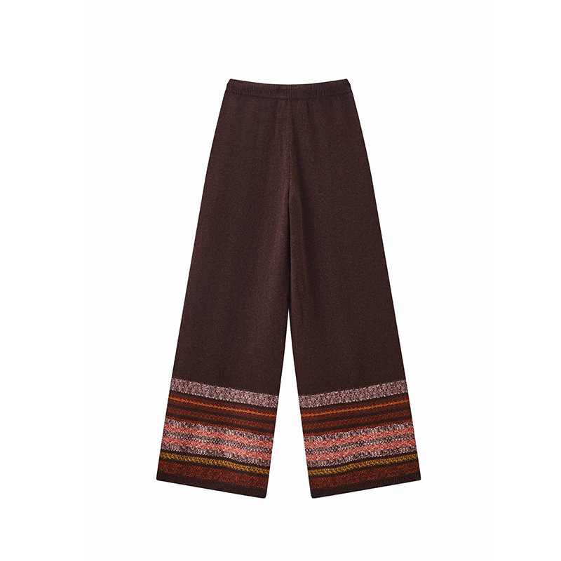 【ALWOOLS】新品26春夏时尚费尔岛撞色组织针织长裤女