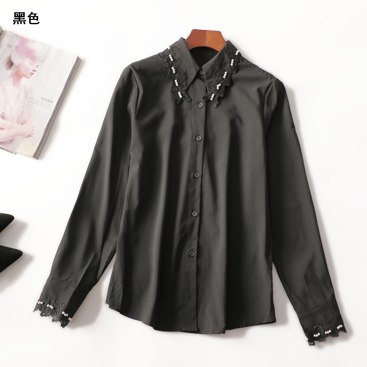 412167秋中长款长袖单排扣衬衫上衣衬衣