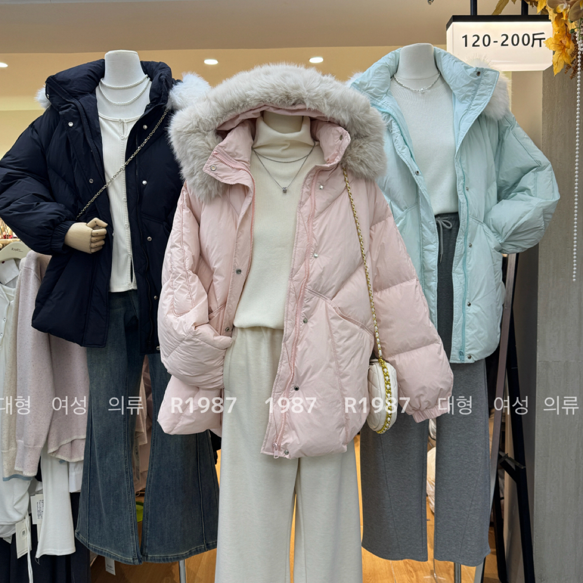 64155大码毛领宽松连帽外套