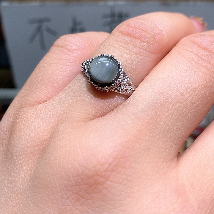 水晶戒指银S925镶嵌水晶