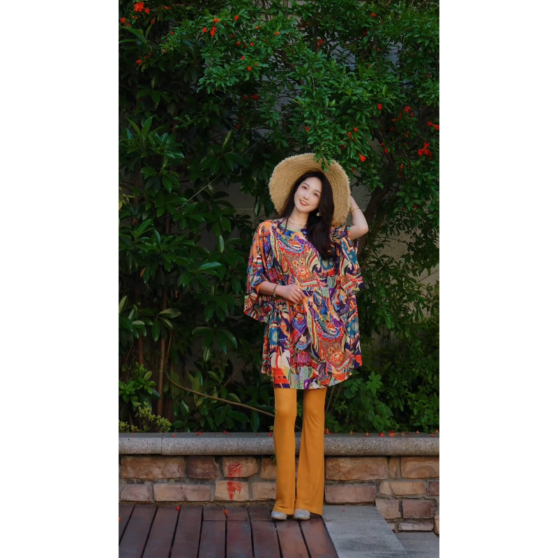 HZHJ原创 龙兽阔版长袖款中袖+网纱裤 高端洋气优雅（一套价格）