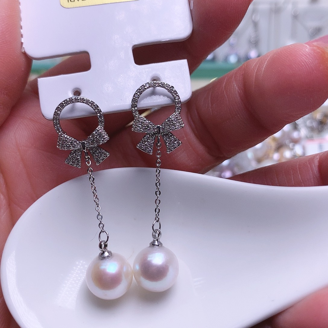 淡水珍珠耳饰银S925镶嵌