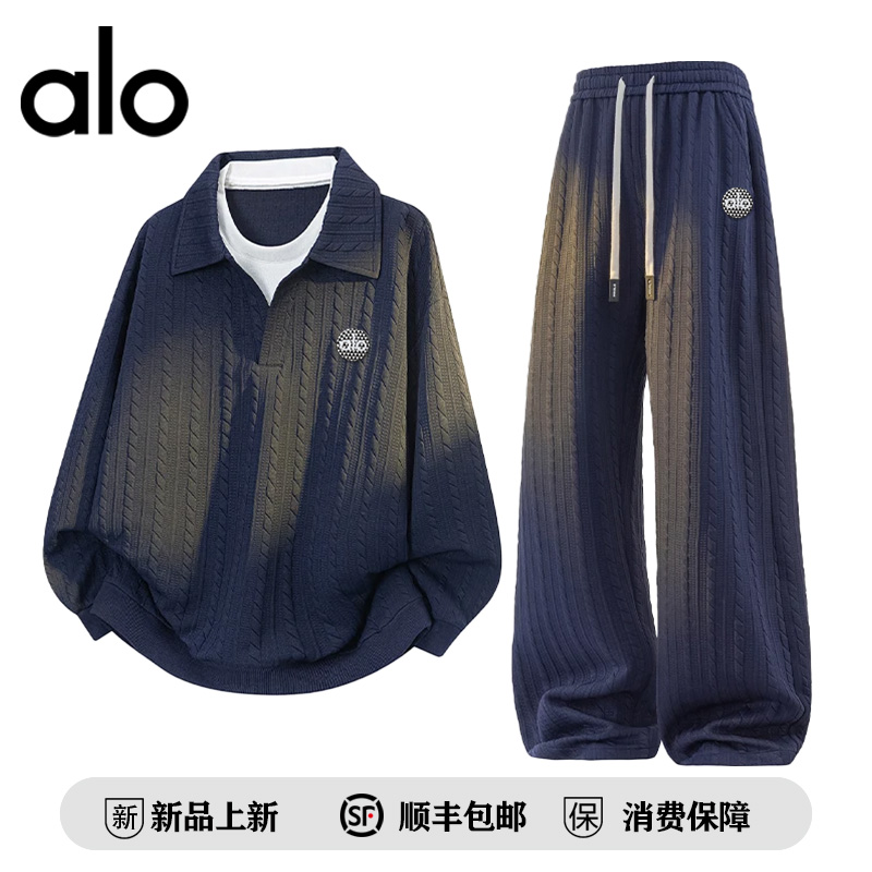 【官方奥特莱斯】品牌折扣秋季情侣时尚徽章套装休闲卫衣长裤两件套