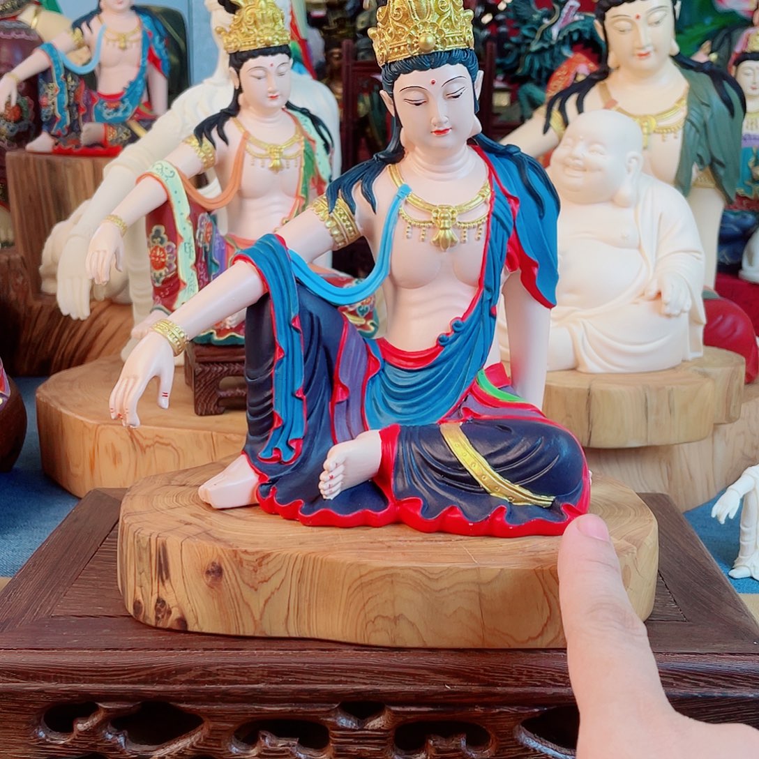 韩***立石材自在观音摆件