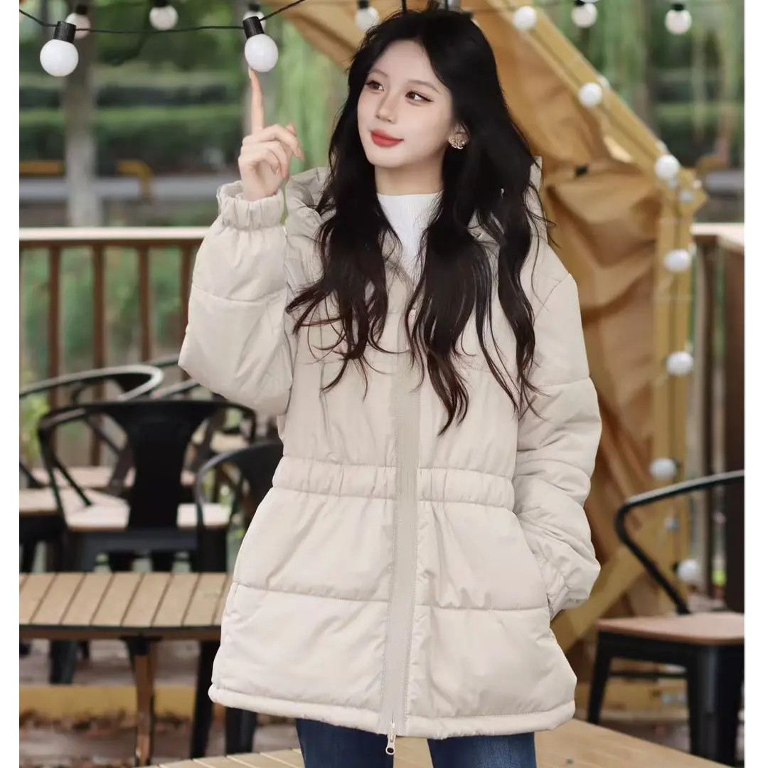 GIRDEAR/哥弟140027 新款女装松紧腰高领新雪丽保暖连帽厚外套