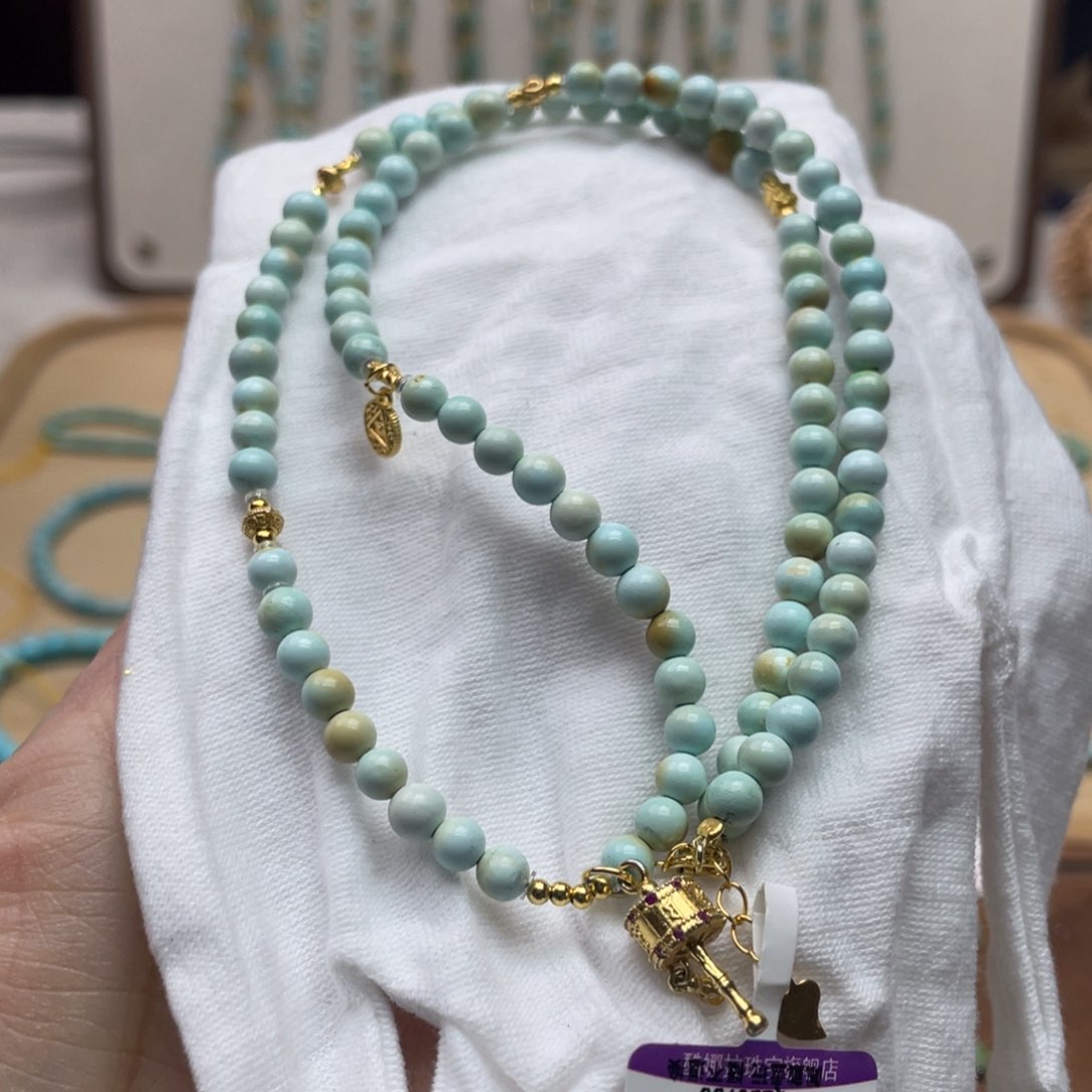 绿松石颈饰银S925镶嵌