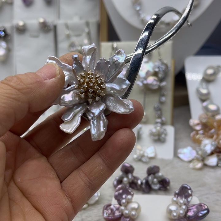 淡水珍珠耳饰银S925镶嵌