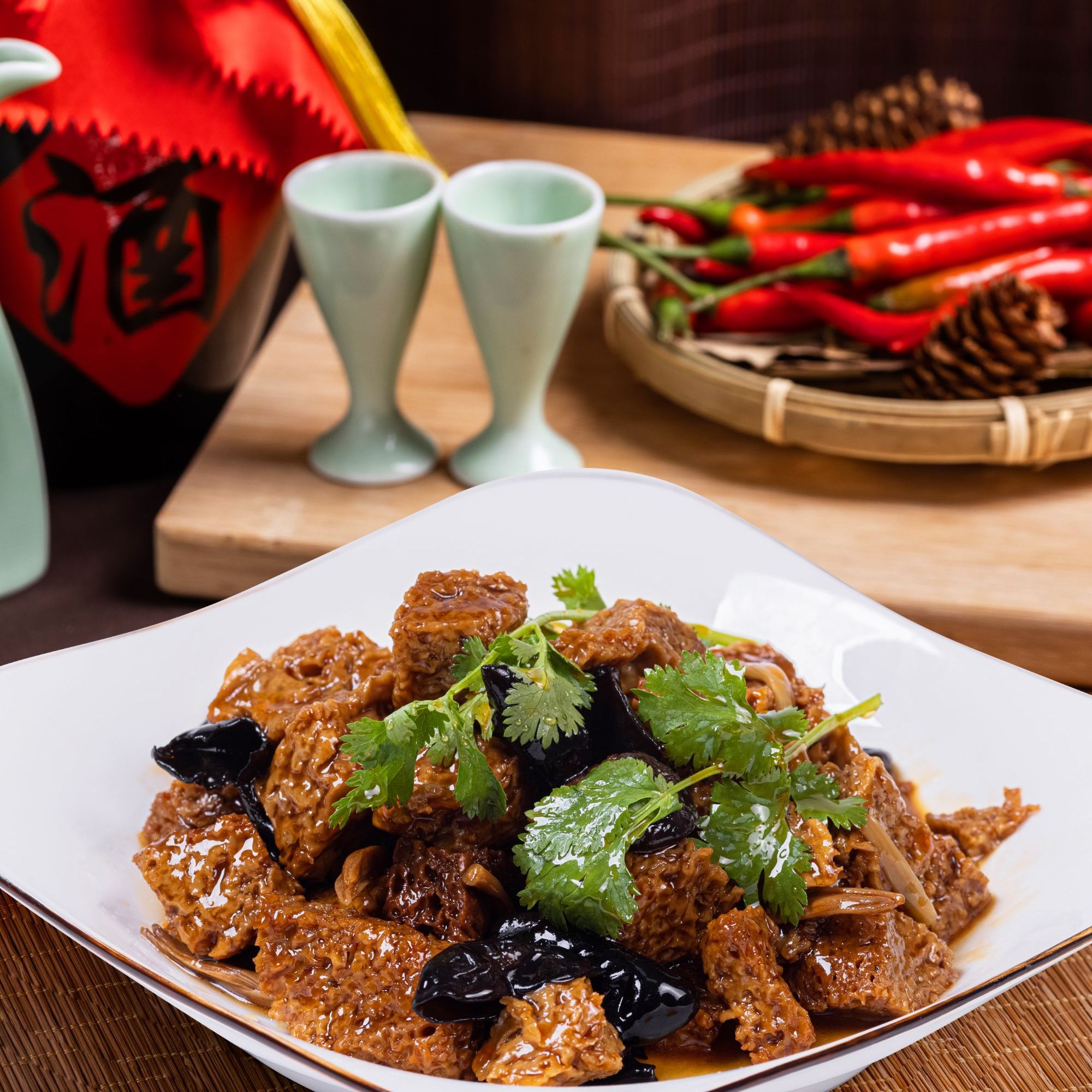 九吞上海传统四喜烤麸260g面筋素食开袋即食零食小吃真空包装