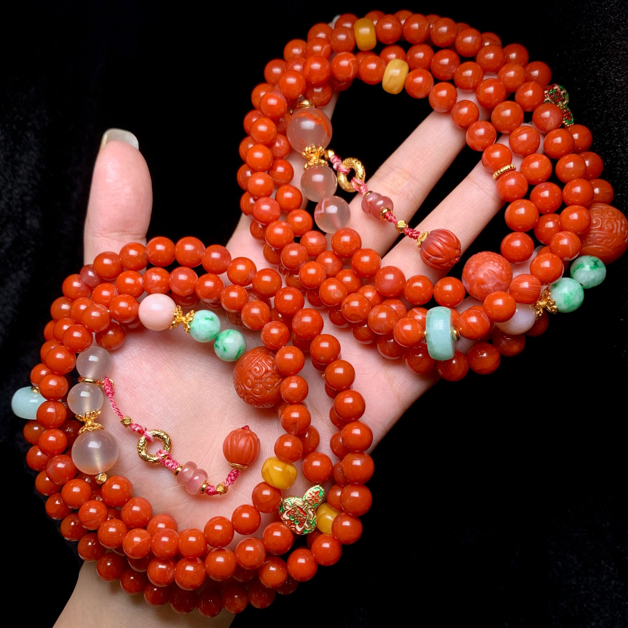 【云上好物】南红DIY项链-多样性发一件-7mm-DS27257（甄选）