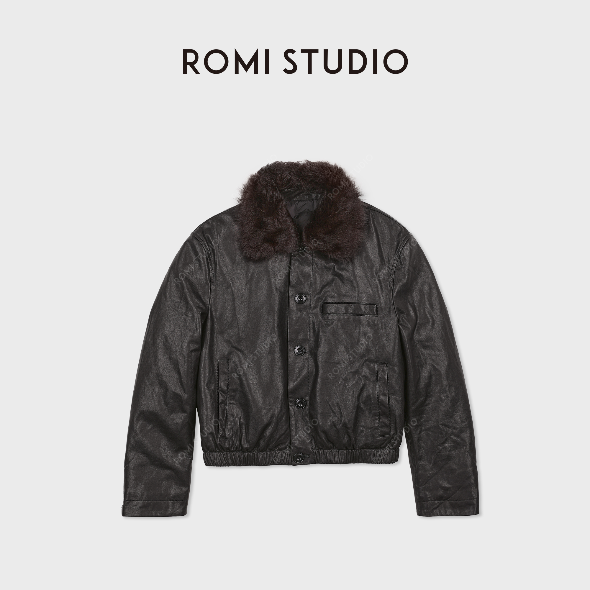 ROMI STUDIO“进口小湖羊”95白鹅绒西班牙皮衣鹅绒服 RWCWW87380