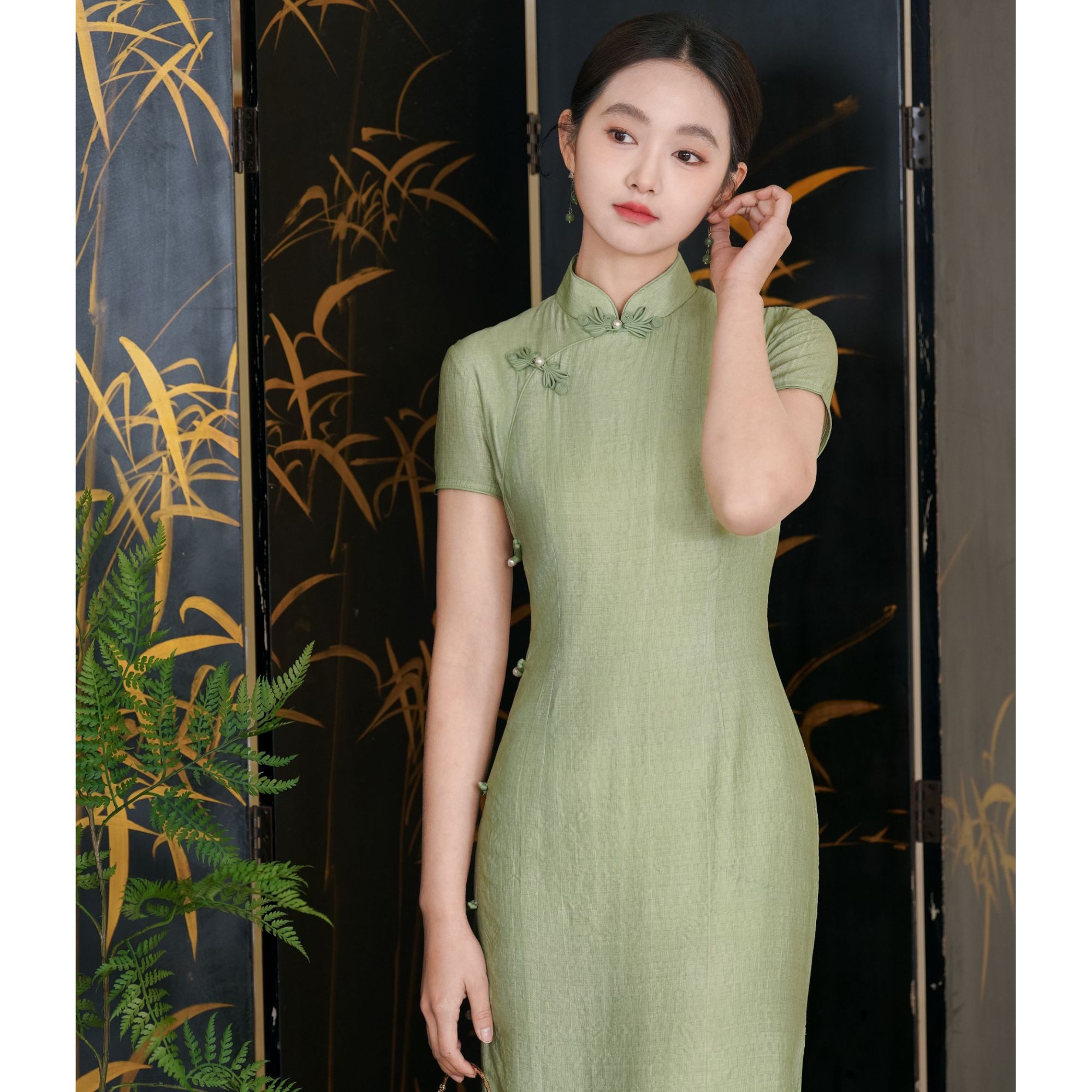 【青衣谣】苏囡囡新中式绿色旗袍2025春夏季新款日常可穿改良连衣裙