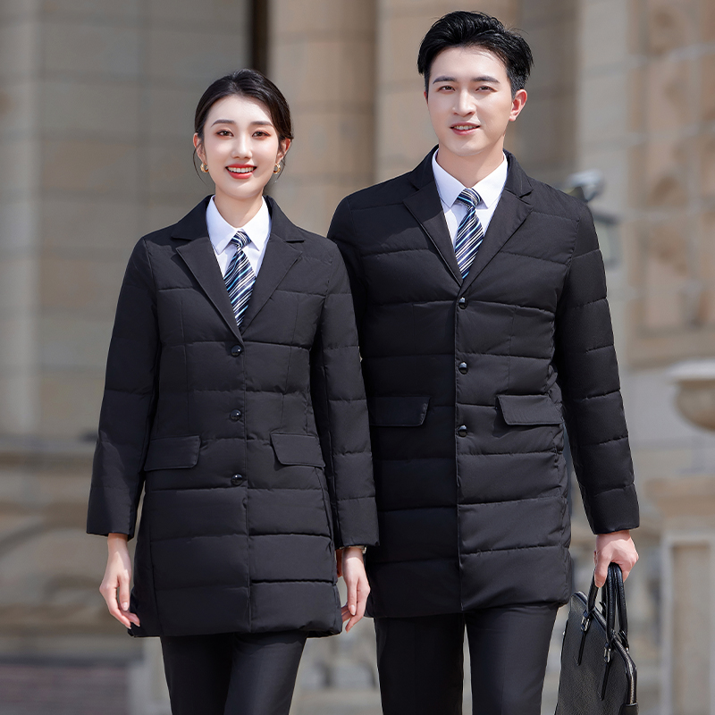 暖冬特惠茹你依职业装羽绒棉服中长款男女同款气质修身工作服253
