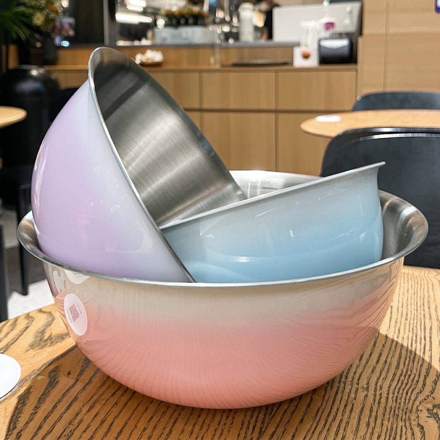 创意渐变色不锈钢料理盆打蛋和面沙拉碗冷面凉伴水果烘焙家用套装