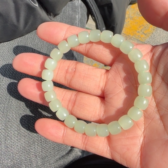 和田玉手链未镶嵌新疆且末天空蓝特细料卡8