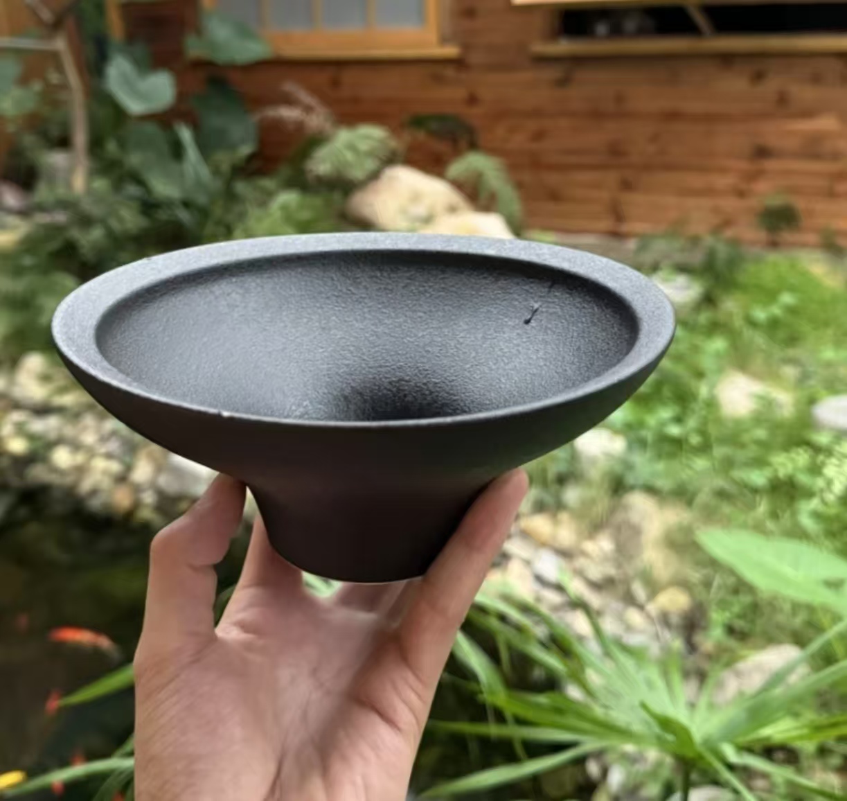 [大号]水培款黑色陶瓷盆苔藓球可用无孔可蓄水【直播间同款】