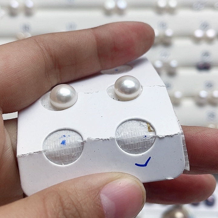 卤***面银S925镶嵌淡水珍珠耳饰