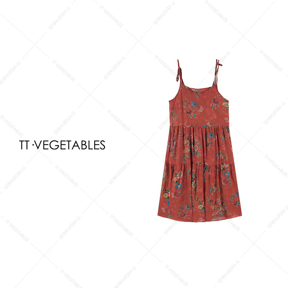 TT・VEGETABLES梦语 新款百搭气质显瘦简约宽松吊带连衣裙511447