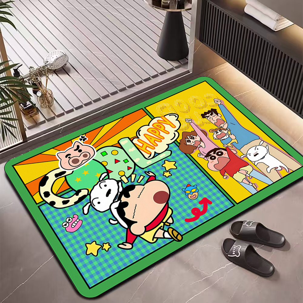 硅藻泥卡通蜡笔小新防滑吸水浴室门口厕所卫生间入户入户门地垫