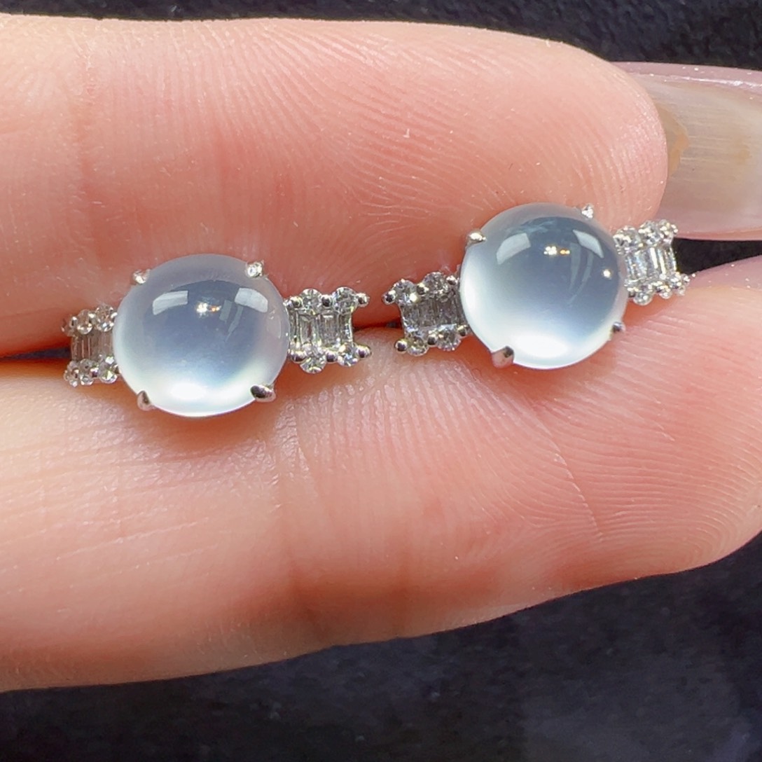 翡翠18K金镶嵌耳饰耳包