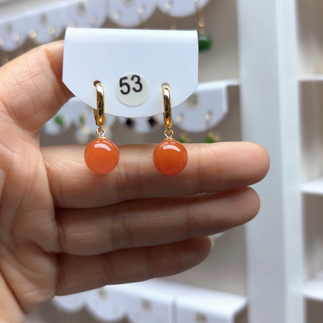 南红玛瑙耳饰银S925镶嵌