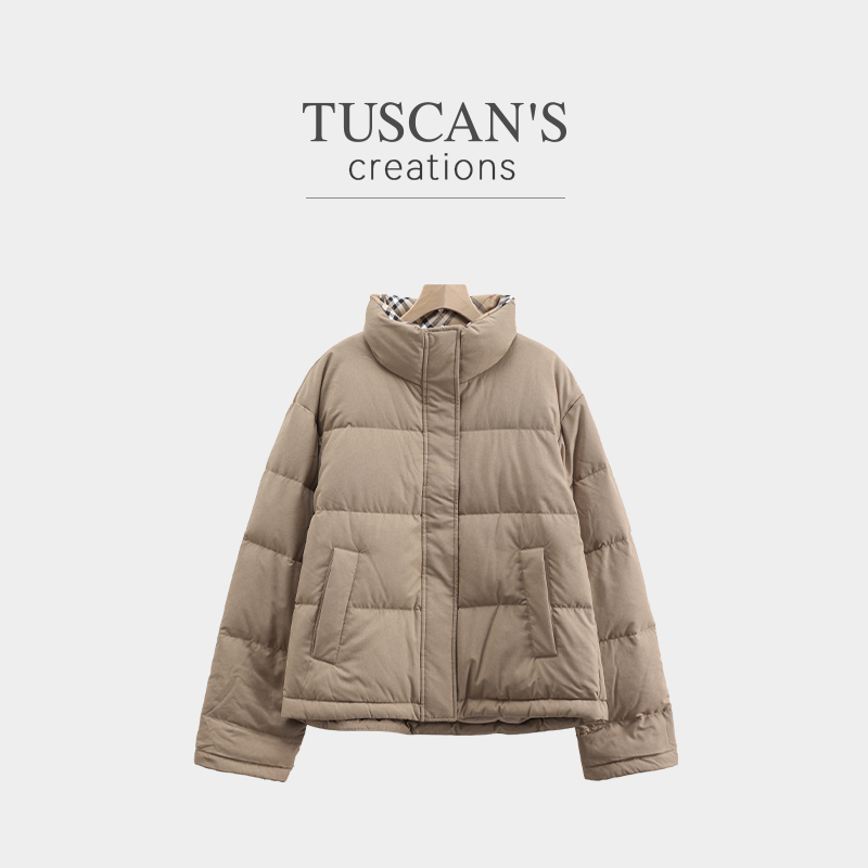 TUSCAN'S CREATIONS秋冬新款经典条纹时尚百搭鹅绒羽绒服双鱼女装