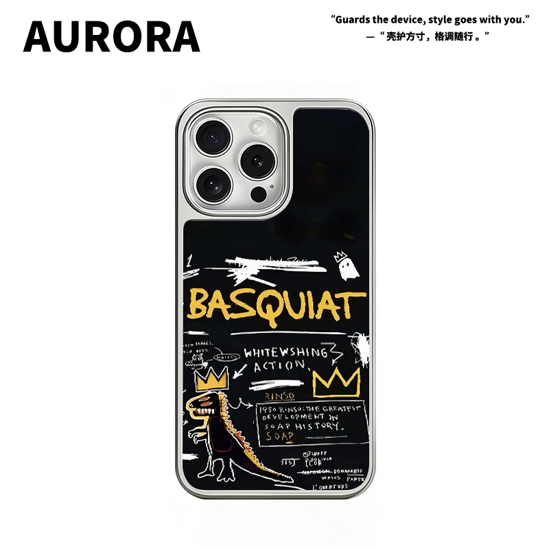 巴奎涂鸦适用苹果17华为小米15磨砂磁吸电镀银边创意小众高级防摔