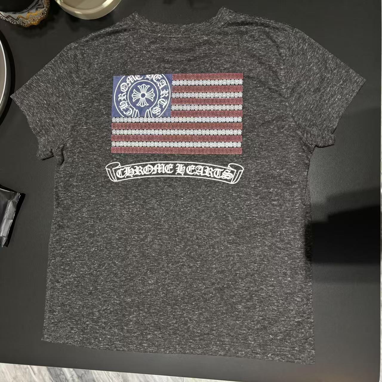 [Janunes Liu]夏季美式复古背后印花修身短袖T恤T1910