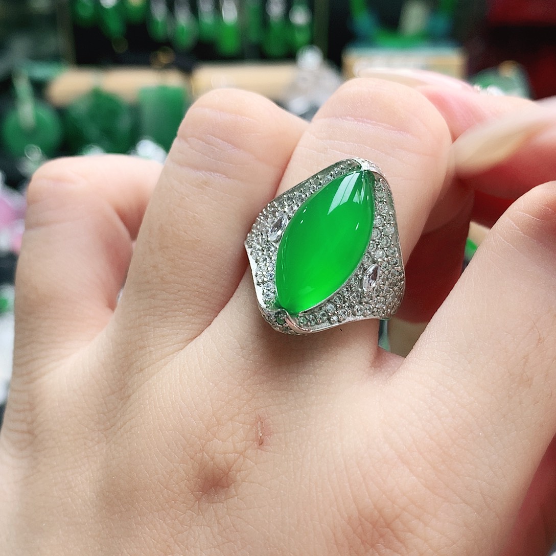 银S925镶嵌戒指玛瑙/玉髓