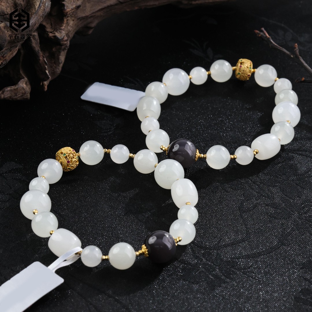 【举石珠宝】T1226-693-66和田玉手串(一件/多样性发/约7-11mm）Z