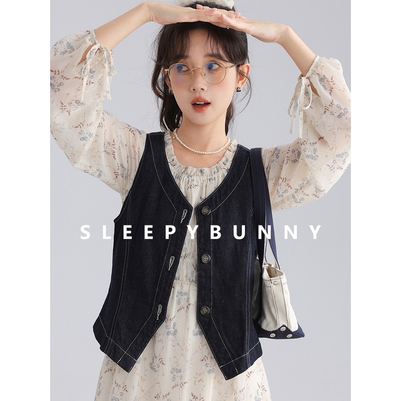  H瞌睡兔【清苍】U领打揽雪纺连衣裙女秋显瘦碎花裙子243696/244580