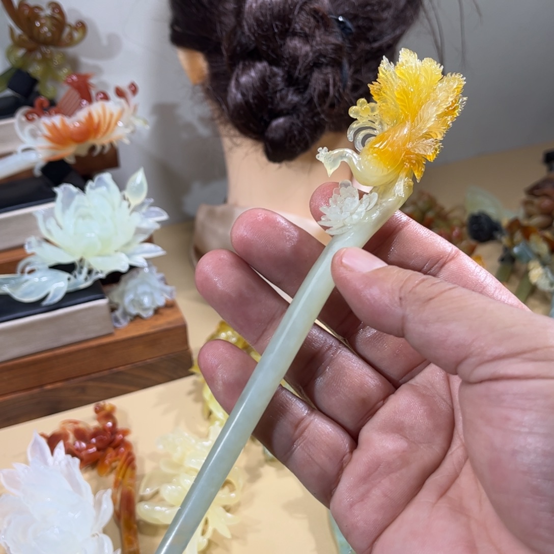 蛇纹石玉未镶嵌发簪