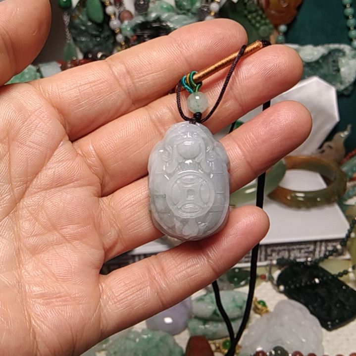翡翠吊坠(赠链)足银镀金镶嵌
