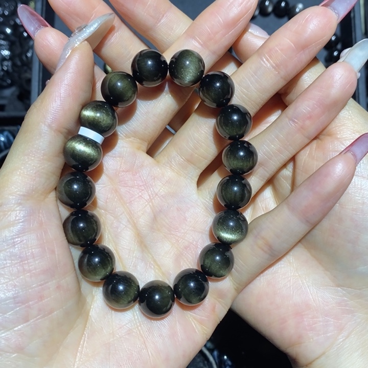 黑曜岩手链未镶嵌偏*_