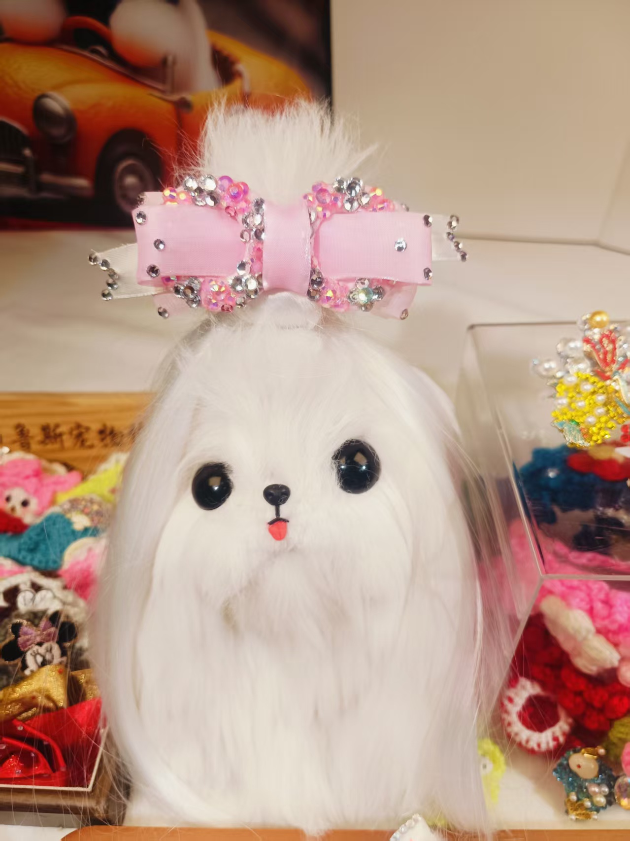 布鲁斯宠物|东洲仿华k9满钻真丝蝴蝶结顶夹|手工默认微瑕no退换