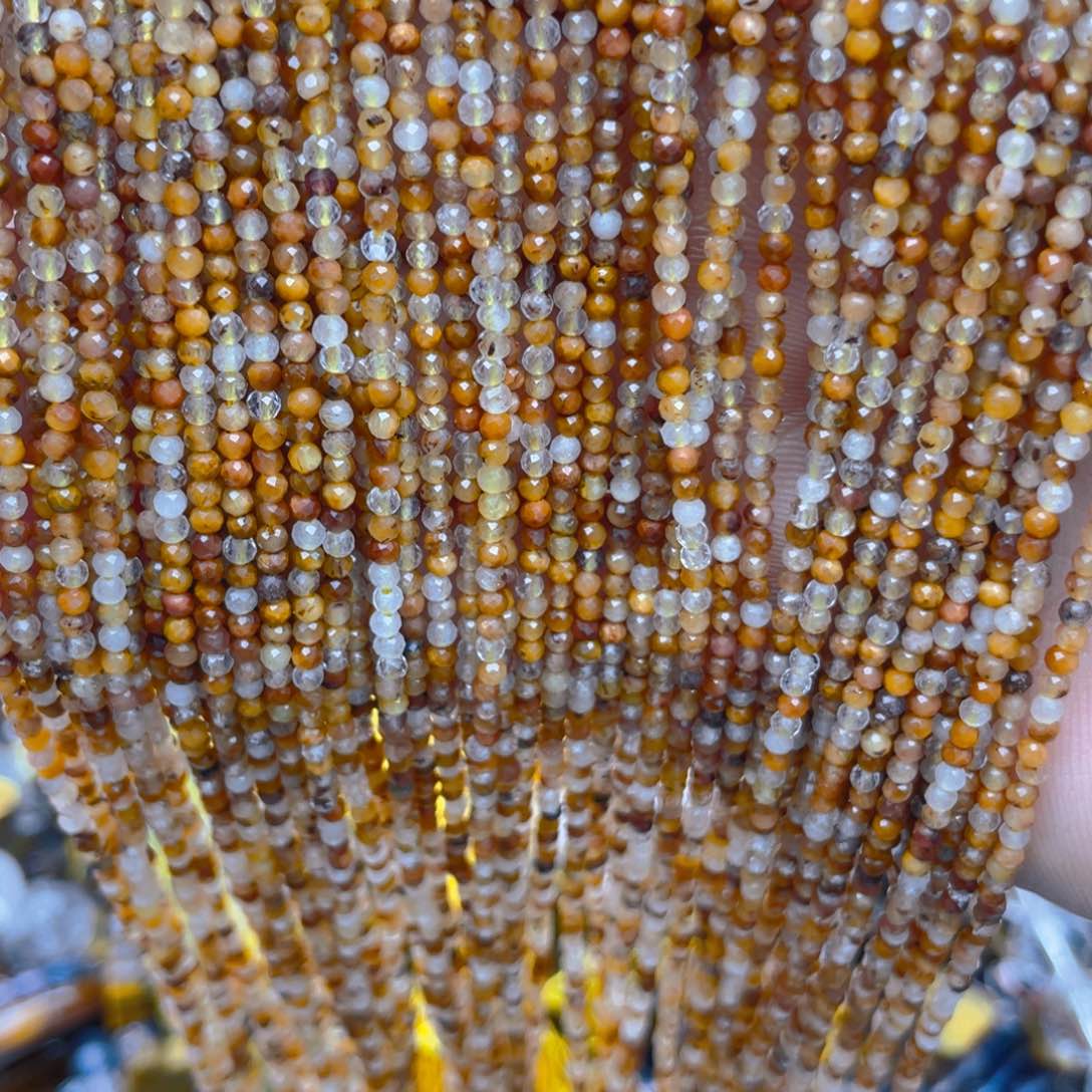 玛瑙/玉髓珠宝半成品未镶嵌黄兔毛2条卡2.2