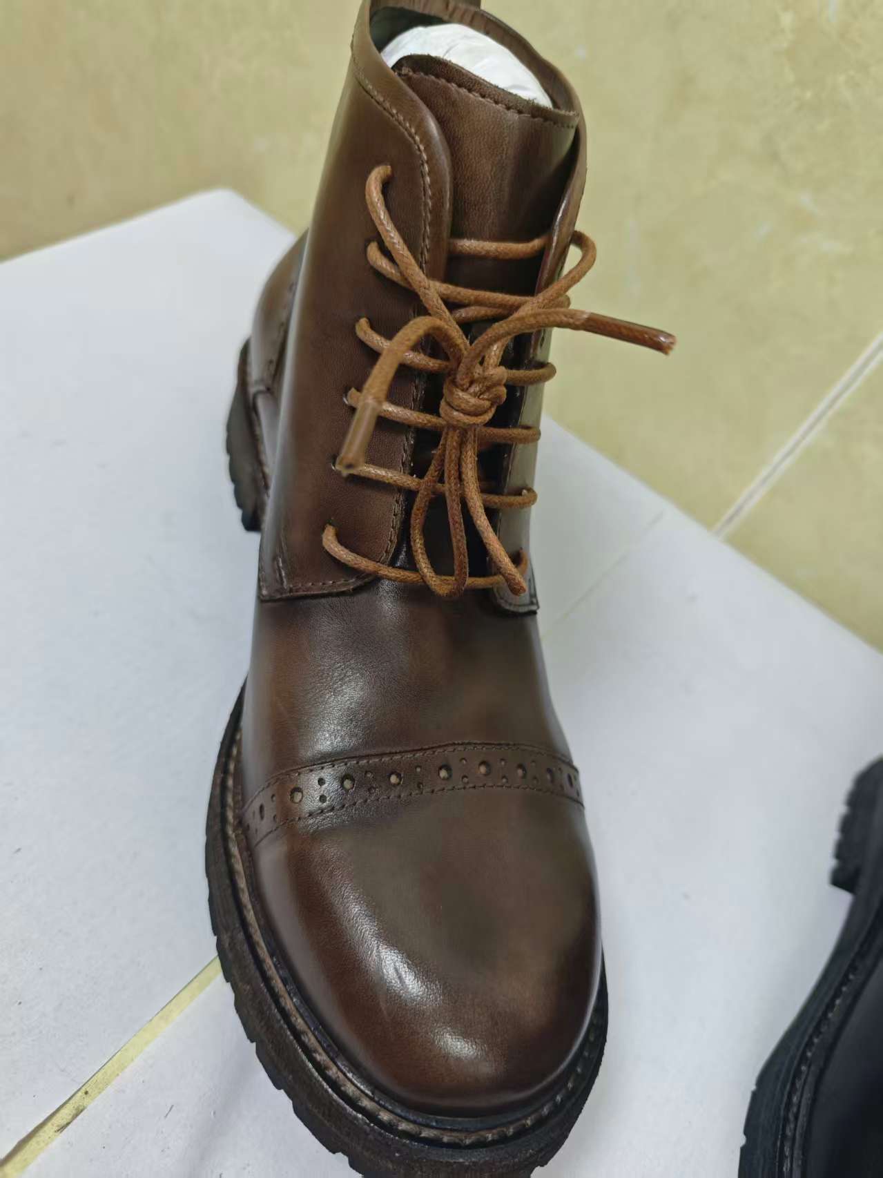 保暖中帮系带厚款擦色皮皮鞋马丁靴高帮男款复古男士