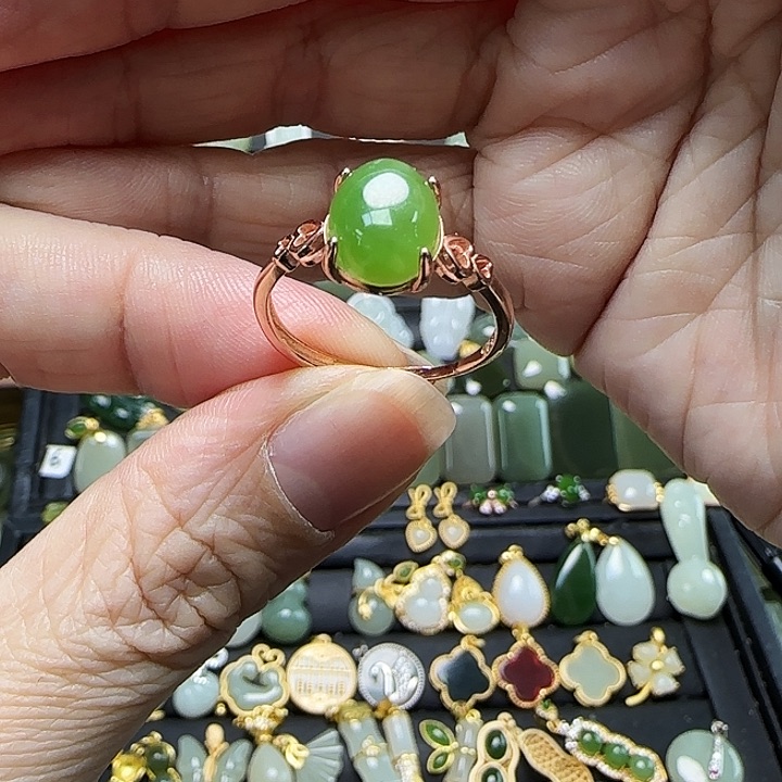 银S925镶嵌戒指和田玉单**福