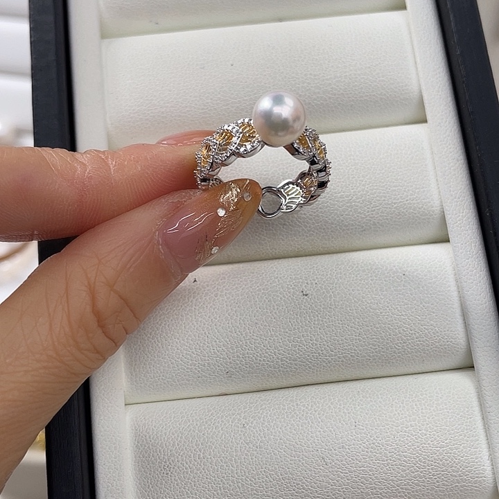 银S925镶嵌海水珍珠戒指