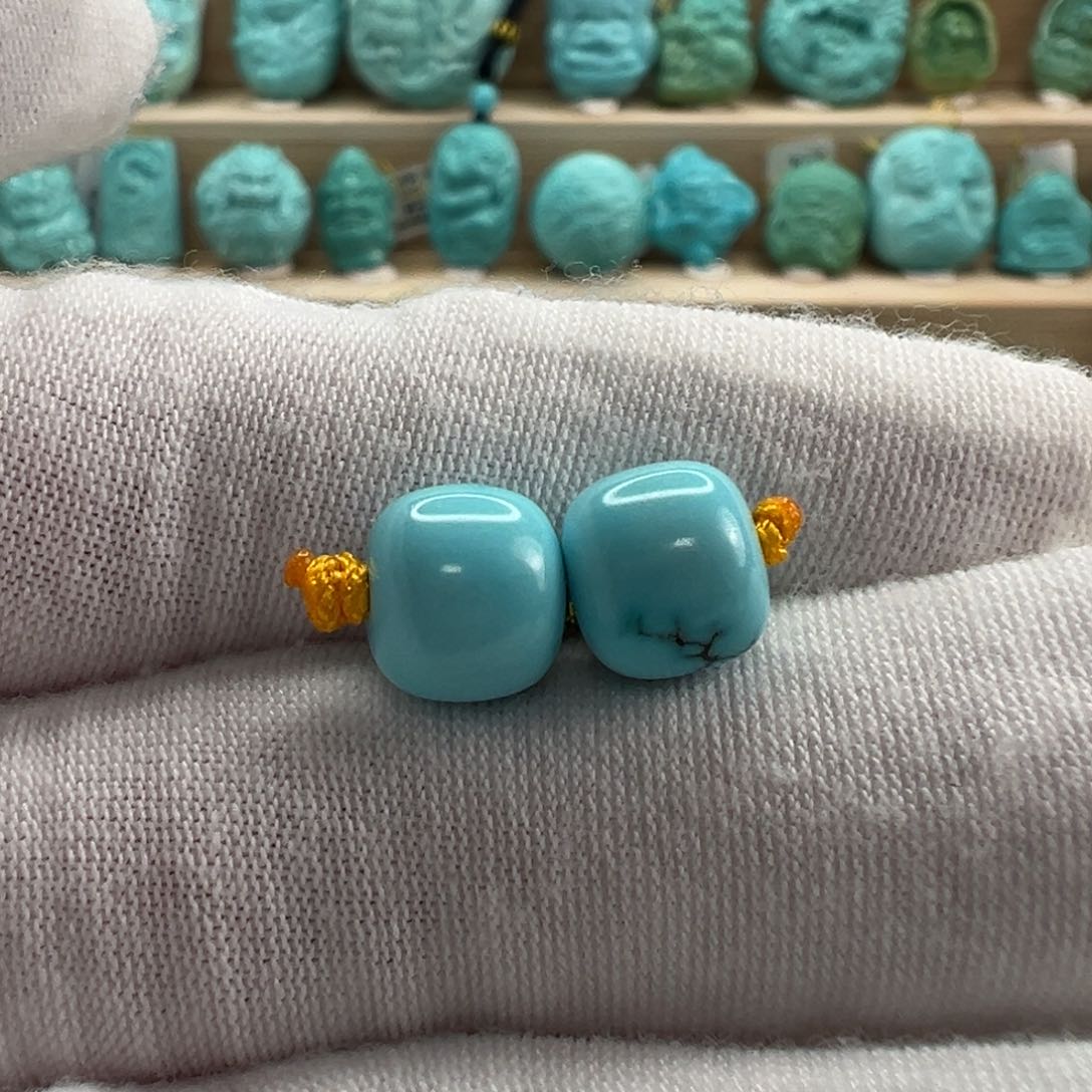 未镶嵌绿松石老型对珠9x8mm