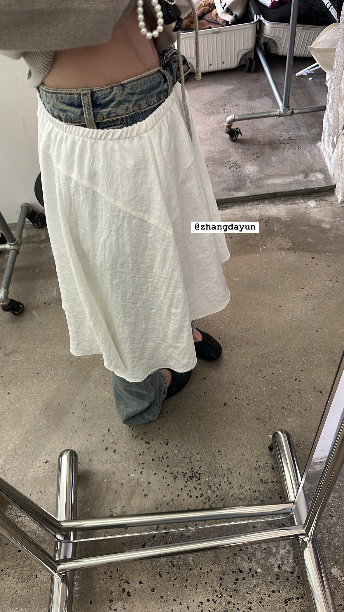 「ZDY」43647#Ins博主仙女不规则双色拼接蕾丝半裙