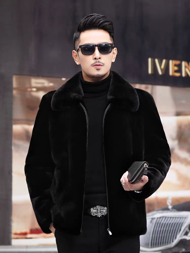 H【翻领款】25冬季新款保暖经典大气男款大衣外套皮衣草正品保证