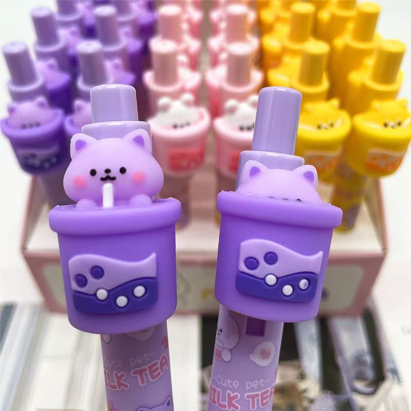 KK-8224按动中性笔创意卡通签字笔黑色0.5m水性笔按置笔可爱文具