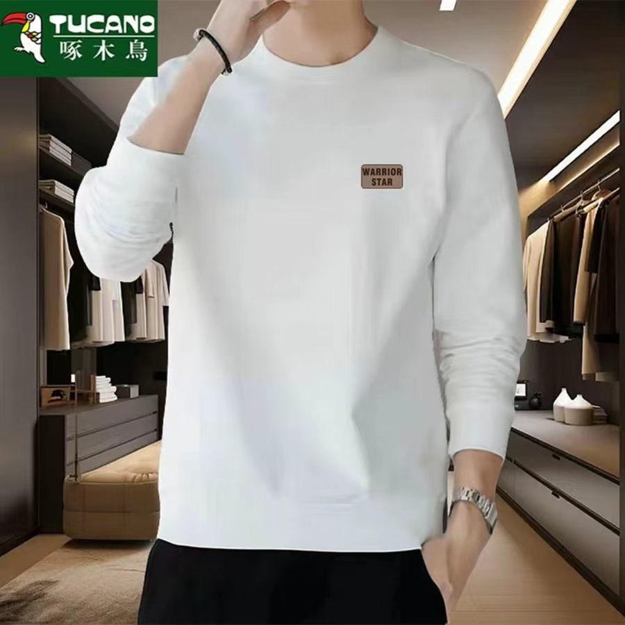 啄木鸟卫衣男士宽松新款春秋园领加绒加厚长袖时尚上衣男加大码 